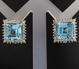 Стильные серьги с топазами Серебро 925