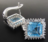 Стильные серьги с топазами Серебро 925