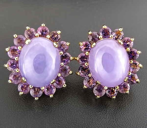 Серьги с халцедоном и аметистами