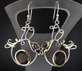 Серьги с дымчатыми топазами Серебро 925