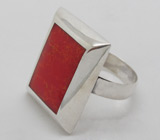 Кольцо с кораллом Серебро 925