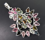 Комплект с разноцветными турмалинами Серебро 925