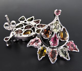 Комплект с разноцветными турмалинами Серебро 925