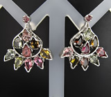 Комплект с разноцветными турмалинами Серебро 925