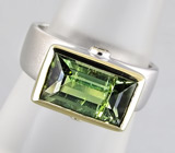 Кольцо с зеленым турмалином и бриллиантами Серебро 925
