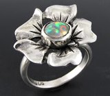 Серебряное кольцо-цветок с мексиканским кристаллическим опалом Серебро 925