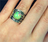 Кольцо с роскошным крупным мексиканским кристаллическим опалом Серебро 925