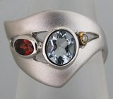 Кольцо с топазом, гранатом и бриллиантом Серебро 925