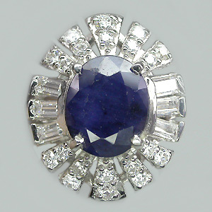 Кольцо с синим сапфиром