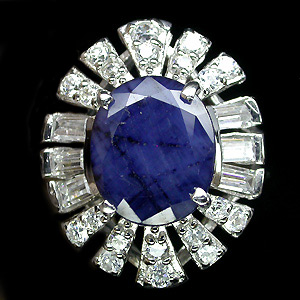 Кольцо с синим сапфиром