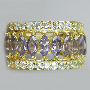 Кольцо из коллекции "Mia" с иолитами и топазами