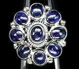 Кольцо с кабошонами синих сапфиров Серебро 925