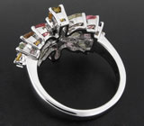 Прелестное кольцо с разноцветными турмалинами Серебро 925