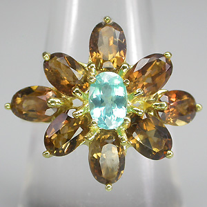 Кольцо из коллекции "Mia" с апатитом и империал топазами