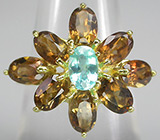 Кольцо из коллекции "Mia" с апатитом и империал топазами Серебро 925