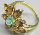 Кольцо из коллекции "Mia" с апатитом и империал топазами Серебро 925