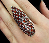 Роскошное крупное кольцо с гранатами Серебро 925