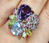 Кольцо из коллекции "Multistone" с аметистом, гранатами, цитрином, перидотами, топазом и сапфирами Серебро 925