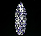 Роскошное крупное кольцо с иолитами Серебро 925