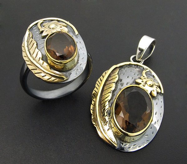 Комплект с дымчатыми топазами