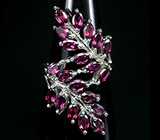 Великолепное кольцо с родолитами Серебро 925