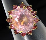 Кольцо из коллекции "Mia" с розовым кварцем и турмалинами Серебро 925