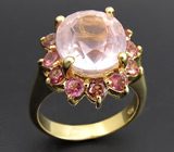 Кольцо из коллекции "Mia" с розовым кварцем и турмалинами Серебро 925