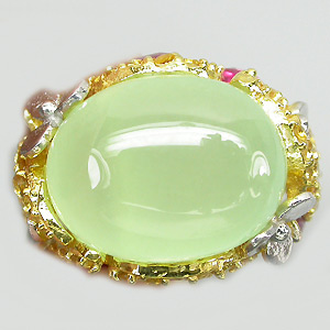 Замечательное кольцо с пренитом, цитринами и сапфирами