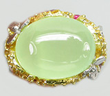 Замечательное кольцо с пренитом, цитринами и сапфирами Серебро 925