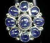 Кольцо с кабошонами синих сапфиров Серебро 925