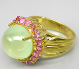 Превосходное кольцо с пренитом и турмалинами Серебро 925