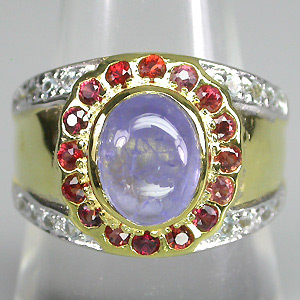 Кольцо из коллекции "Mia" с танзанитом, сапфирами и топазами