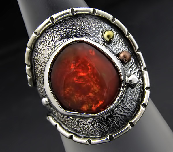Кольцо с мексиканским огненным опалом