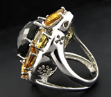 Крупное кольцо с ониксом и цитринами Серебро 925