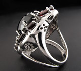 Крупное кольцо с ониксом и гранатами Серебро 925