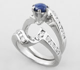 Два в одном! Оригинальное кольцо с синим сапфиром Серебро 925