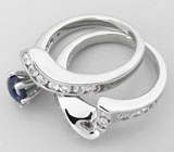 Два в одном! Оригинальное кольцо с синим сапфиром Серебро 925