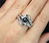 Два в одном! Оригинальное кольцо с синим сапфиром Серебро 925