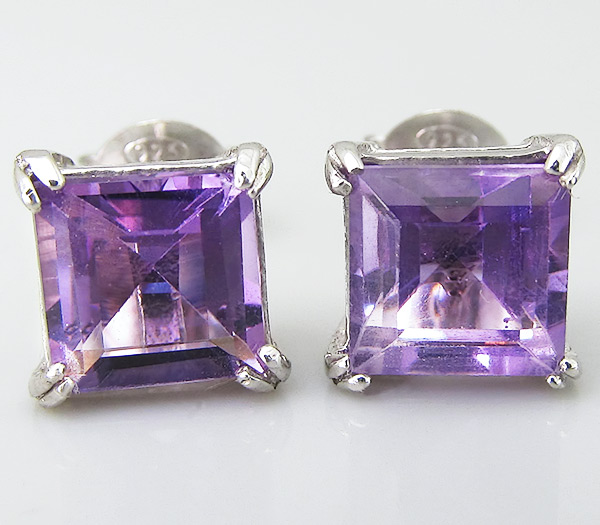 Пусеты с аметистами