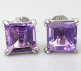 Пусеты с аметистами Серебро 925