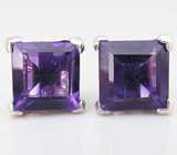 Пусеты с аметистами Серебро 925