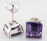 Пусеты с аметистами Серебро 925