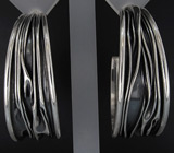Текстурные серьги из коллекции "Reflection" Серебро 925