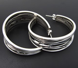 Текстурные серьги из коллекции "Reflection" Серебро 925