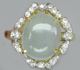 Кольцо из коллекции "Mia" с кабошоном аквамарина и бесцветными цирконами Серебро 925