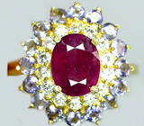 Кольцо из коллекции "Mia" с пурпурным сапфиром и иолитами Серебро 925