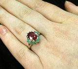 Изящное кольцо с сапфиром и изумрудами Серебро 925