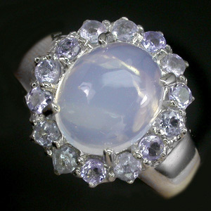 Кольцо с опалом и танзанитами