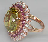 Крупное кольцо с цитрином, родолитами и бесцветными цирконами Серебро 925