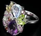 Кольцо из коллекции "Multistone" с аметистом, гранатами, перидотами, цитринами, топазом и сапфирами Серебро 925